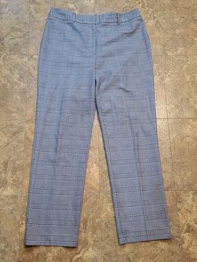 Talbots Heritage Pants Trousers Womens 12 Black White Straight Leg Glen Plaid